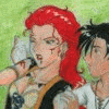 This lady used to be a true gift to Unseelie Court motley, not just by her beautiful art but for her gift with words and her fun spirit. Here she shows two people working together in "No Fear"